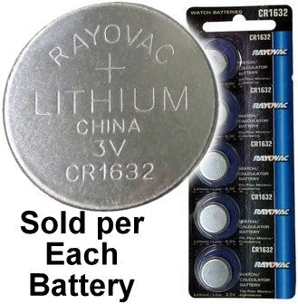 Rayovac RV1632 (CR1632) 3V Lithium Coin Battery On Tear Strip - Per Unit