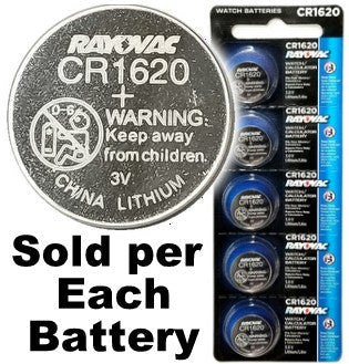 Rayovac RV1620 (CR1620) 3V Lithium Coin Battery On Tear Strip - Per Unit