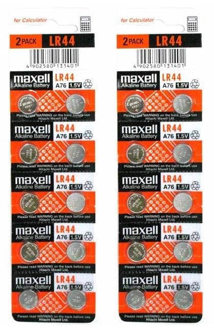 Maxell LR44 (A76, AG13) Alkaline Coin Battery On Tear Strip - Per Unit