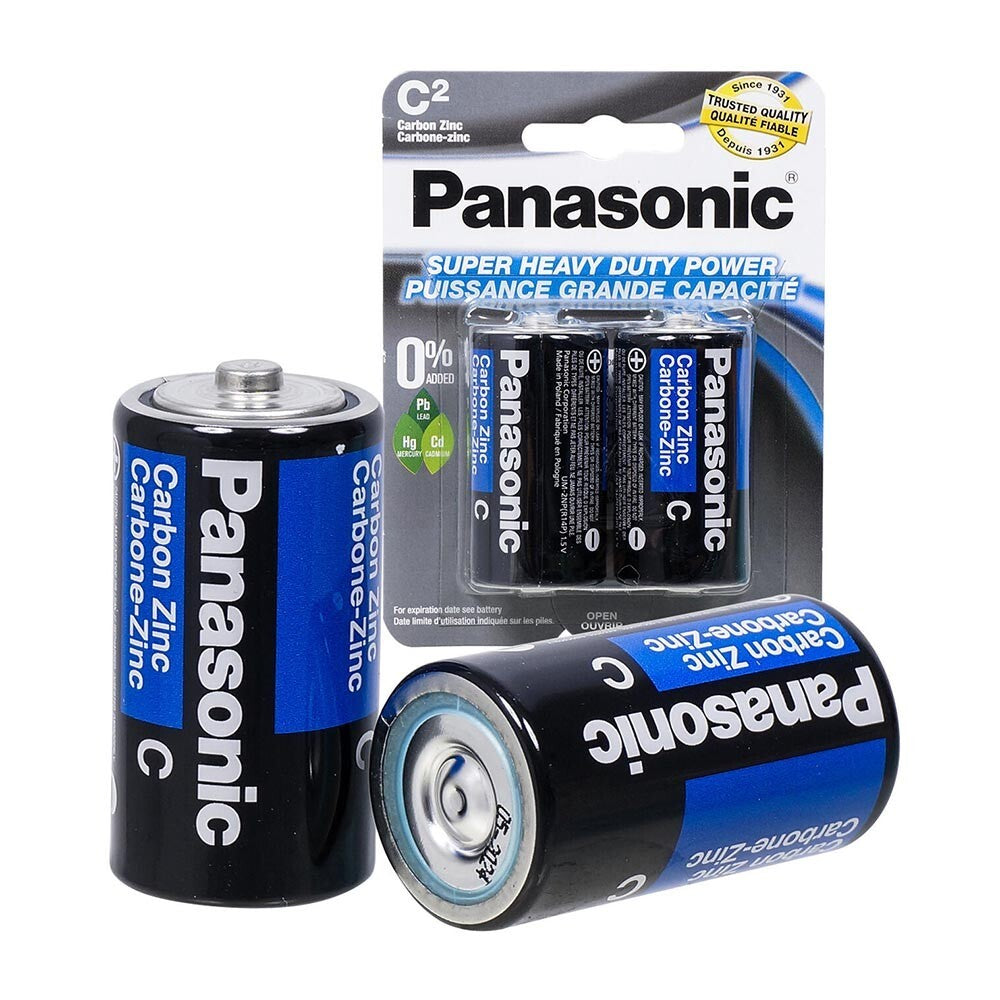 Panasonic C Size Heavy Duty Batteries - 2 Pack
