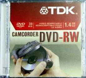 TDK MINI DVD-RW Rewritable 30 minute SP, 1.4 GB, 2X Compatible