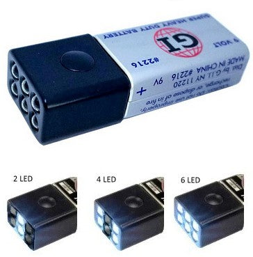 GI 9V Compact, 3 Settings Ultra Bright 6 LED Flashlight with 9 Volt Battery