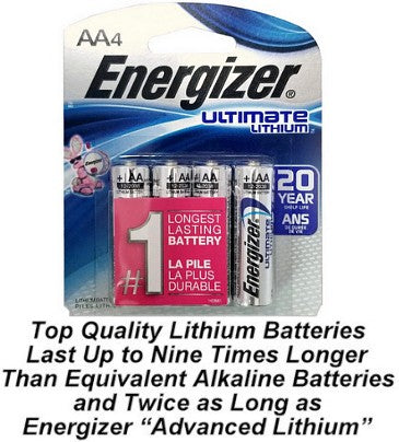 Energizer L91 AA Ultimate Lithium Battery 4-Pack, Blister Carded  # L91BP-4 AA