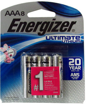 Energizer L92 AAA Ultimate Lithium Battery 8-Pack, Blister Carded # L92SBP-8 AAA