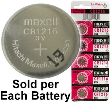 Maxell Batteries CR1216 (ECR1216, DL1216) Lithium Coin Battery, On Tear Strip