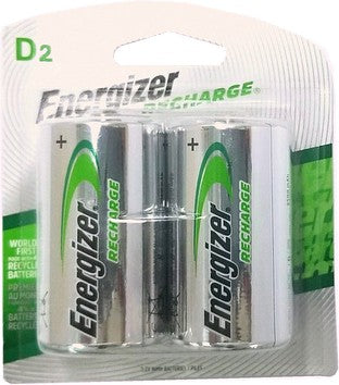 Piles rechargeables D NiMH - accu R20 2500mAh Energizer - par 2