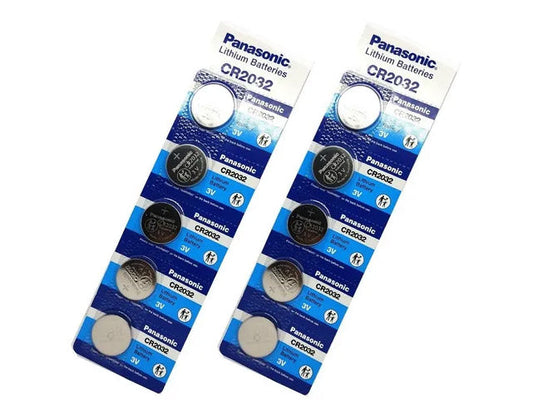 Panasonic CR2032 3V Lithium Coin Battery on Blue Tear Strip - Per Unit