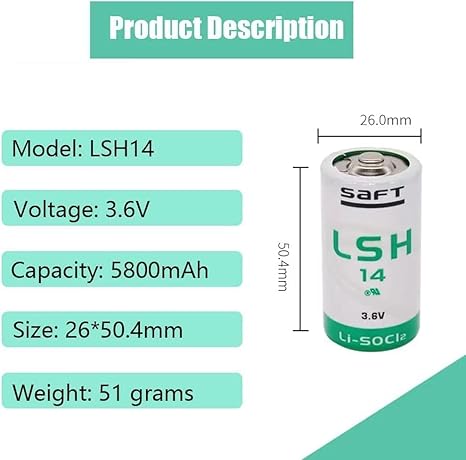 SAFT LSH14 C Size 3.6 Volt Lithium Battery - Per Unit