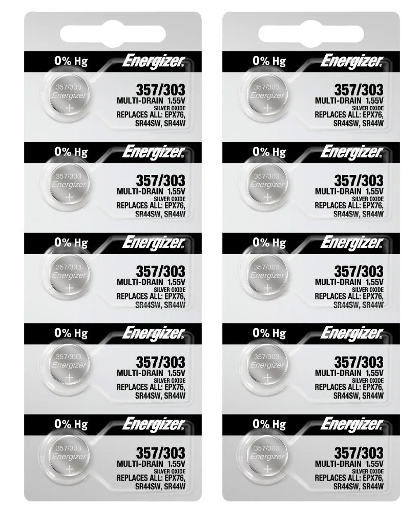 Energizer 357/303 (SR44W) Silver Oxide Coin Battery On Tear Strip - Per Unit
