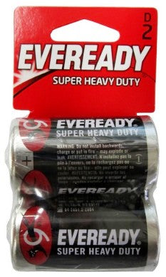 Eveready 1250-2D Super Heavy Duty Batteries: D Size Battery 2 pack - Dated 2022