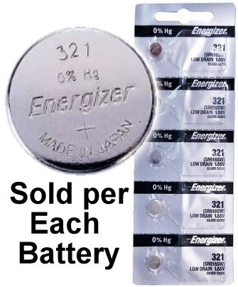 Energizer Batteries 321 (SR616SW) Silver Oxide Watch Battery. On Tear Strip