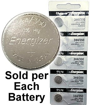 Energizer Batteries 344 / 350 (SR1136W, SR1136SW) Silver Oxide Watch Battery. On Tear Strip