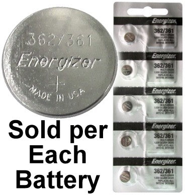 Energizer Batteries 362/361 (SR721W, SR721SW) Silver Oxide Watch Battery. On Tear Strip