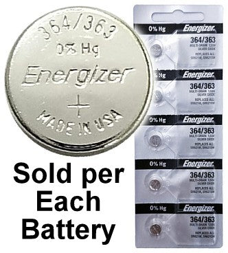 Energizer Batteries 364/363 (SR621W, SR621SW) Silver Oxide Watch Battery. On Tear Strip