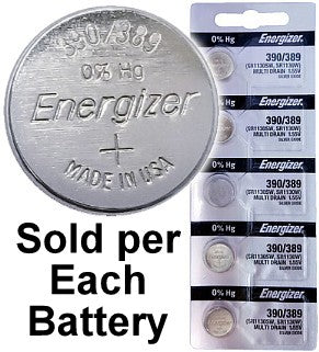 Energizer Batteries 390/389 (189, SR1130SW, SR1130W) Silver Oxide Watch Battery. On Tear Strip