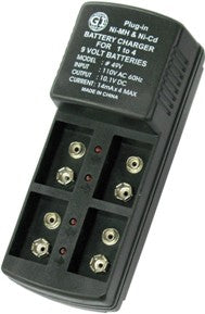 4 Nine Volt Battery Charger.  Charges up to 4 9Volt NiMH or NiCd Batteries at one time
