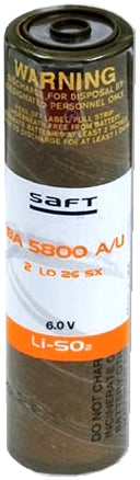 Saft BA-5800 A/U w/CDD (NSN 6135-01-440-7774) 5.8 Volt, 7500 mAh, Li-SO2 Military Battery