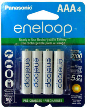 Eneloop Panasonic BK-4MCCA4BA AAA Size 1.2V Precharged Rechargeable 750mAh NiMH Batteries 4 Pack AAA