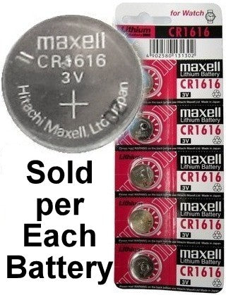 Maxell CR1616 Lithium Coin Cell 3V, on Tear Strip. Exp. 12 - 2023