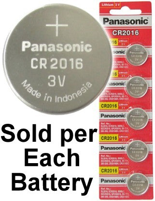 Panasonic CR2016 3 Volt Lithium Coin Battery on Tear Strip, Exp. 06 - 2028