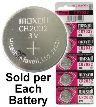 Maxell CR2032 3 Volt Lithium Coin Battery On Tear Strip