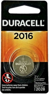 Duracell DL2016 3 Volt Lithium Coin Cell, Carded