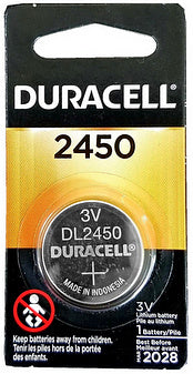 Duracell DL2450 3 Volt Lithium Coin Cell, Carded, Exp. 2028