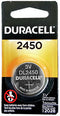 Duracell DL2450 3 Volt Lithium Coin Cell, Carded, Exp. 2028