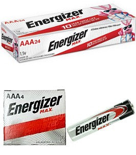 Energizer Max E92 AAA Alkaline Battery, Made in USA, "12-2028" Date AAA - 24 BOX