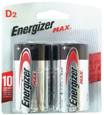 Energizer USA Max Batteries E95 D Size Alkaline Battery 2 Pack Carded