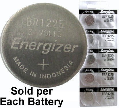 Energizer EBR1225 (BR1225, CR1225) Lithium Coin Cell, On Tear Strip