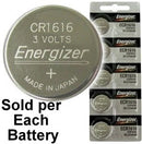 Energizer ECR1616 (CR1616) Lithium Coin Cell , On Tear Strip
