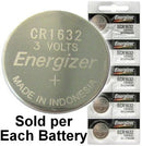 Energizer ECR1632 (CR1632) 3 Volt Lithium Coin Cell, on Tear Strip