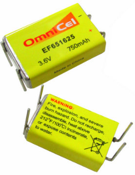 Omnicel EF651625, 3.6 Volt 750mAh Prismatic High Energy Lithium Battery