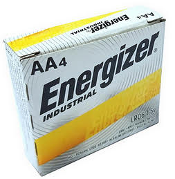 Energizer Industrial Alkaline EN91 AA Battery. Made in Singapore "12-2029". Box of 24 AA