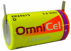 Omnicel ER34615, D Size, 3.6 Volt 19Ah Lithium Battery, with Tabs