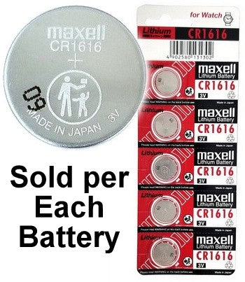 Maxell CR1616 Lithium Coin Cell 3V, on Tear Strip. Exp. 06 - 2025