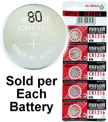 Maxell Batteries CR1216 (ECR1216, DL1216) Lithium Coin Battery, On Tear Strip