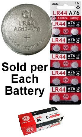 GI Batteries LR44 A76 AG13 Alkaline Button Battery
