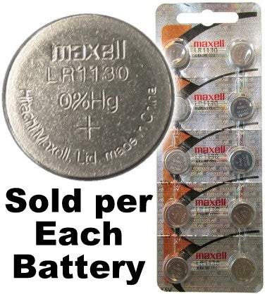 Maxell Hologram LR1130 (189, LR54, AG10) Alkaline Button Size Battery, Card of 10, Exp. 2023