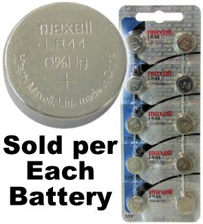 Maxell Hologram LR44 (A76, AG13) Alkaline Button Size Battery, Card of 10 Date: 2-2020