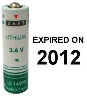 SAFT LS14500 AA Size 3.6V 2250 mAh Li-SOCI2 Battery, Exp. Date 2012