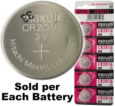 Maxell CR2016  3 Volt Coin Lithium Cell, On Tear Strip