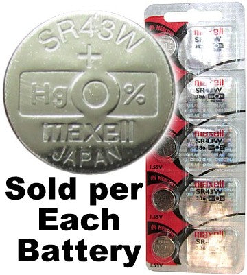 Maxell Hologram SR43W (386) Silver Oxide Watch Battery On Hologram Tear Card