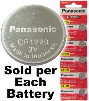 Panasonic CR1220 3 Volts Lithium Coin Battery, On Tear Strip, Exp. 04 - 2025