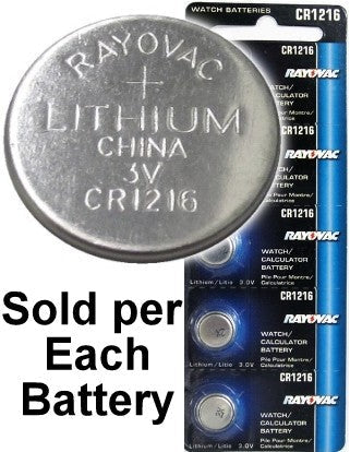 Rayovac RV1216 (CR1216) Lithium Coin Battery - On Tear Strip, Exp. 2-2022