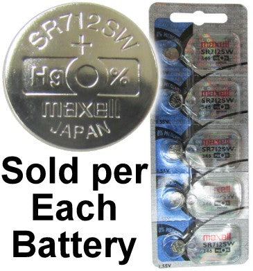 Maxell Hologram SR712SW (346) 1.55 Volt Silver Oxide Watch Battery, On Tear Strip, Exp. 2 2020