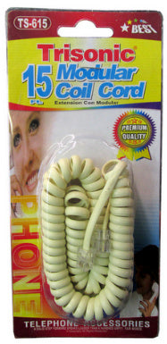 Trisonic TS-615 15 Foot Modular Coil Cord - Ivory